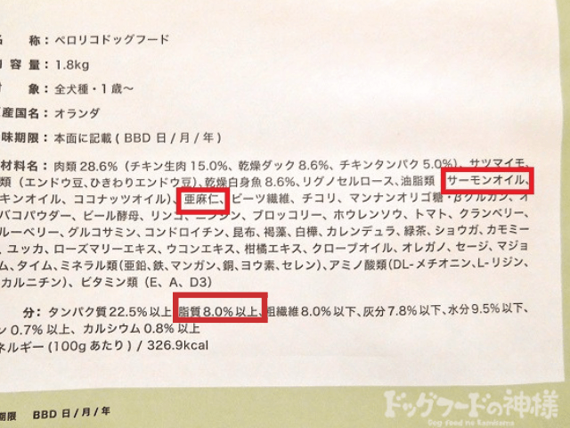 良質な油と低脂肪の表記